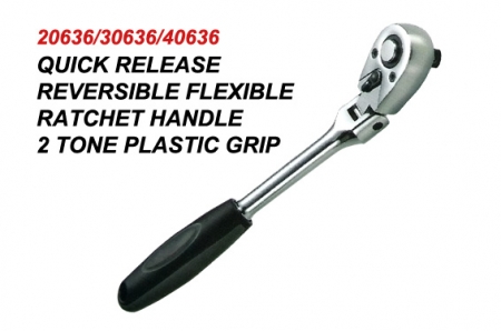 Quick Release Reversible Flexible Ratchet Handle 2 Tone Plastic Grip