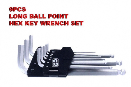 Long Ball Point Hex Key Wrench Set - KS-HX09LB