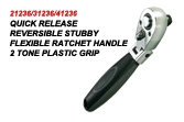 Quick Release Reversible Stubby Flexible Ratchet Handle 2 Tone Plastic Grip