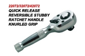 Quick Release Reversible Stubby Ratchet Handle Knurled Grip